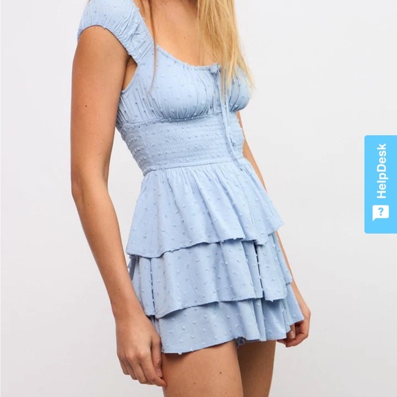 Laney Blue Tiered Ruffle Romper Dress - Picture 4 of 8